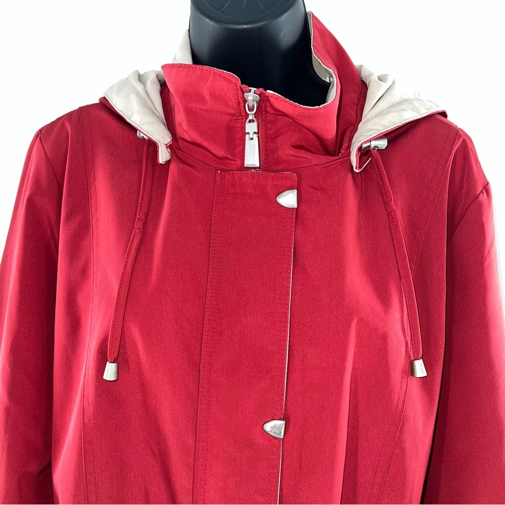 Nautica Women's Red/Tan Utility Jacket w/Removable Hood Zipper/Snaps Front-XLP - Picture 4 of 15